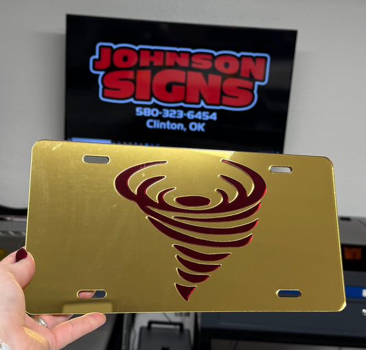 Clinton Red Tornado Mirror License Plate