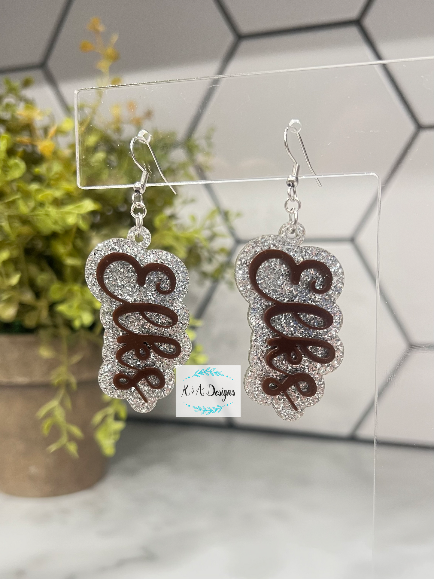 3D Mascot Name Earrings