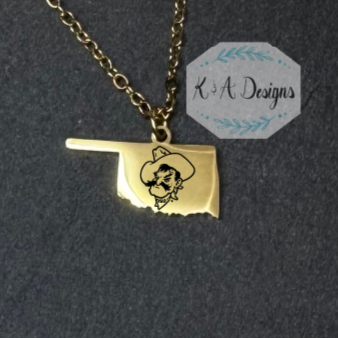 Pistol Pete's Mug Necklace - Oklahoma Pendant