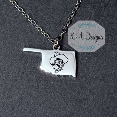 Pistol Pete's Mug Necklace - Oklahoma Pendant