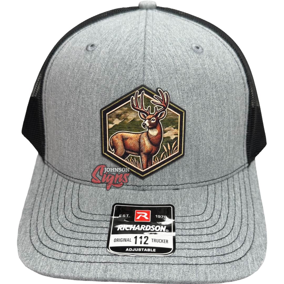 Whitetail Buck Hexagon Patch Hat
