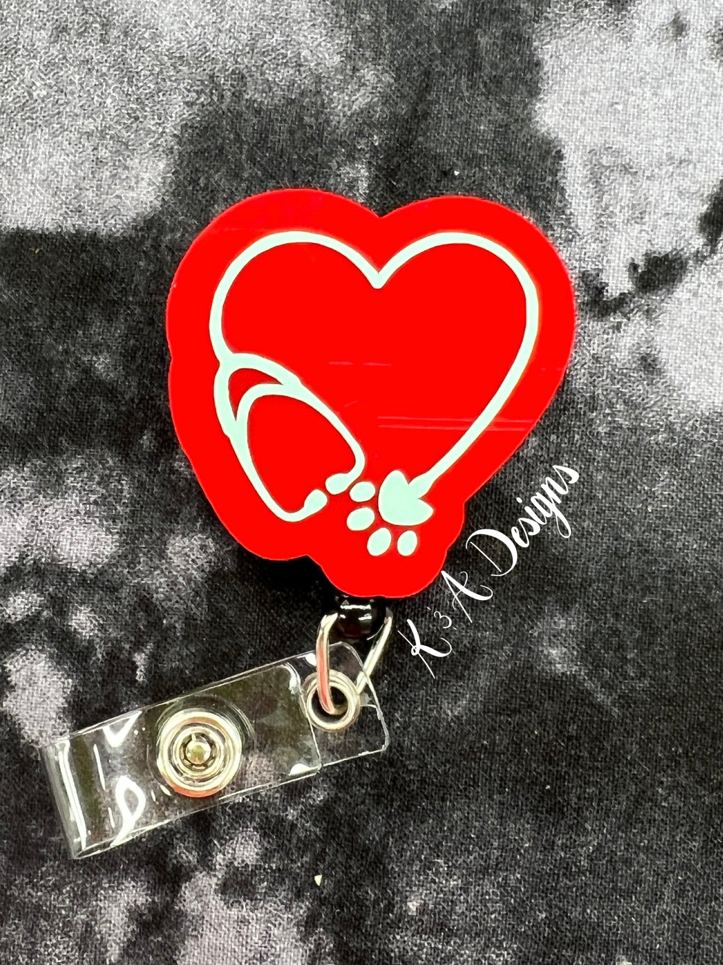 Stethoscope Heart Badge Reel