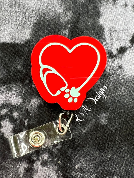 Stethoscope Heart Badge Reel
