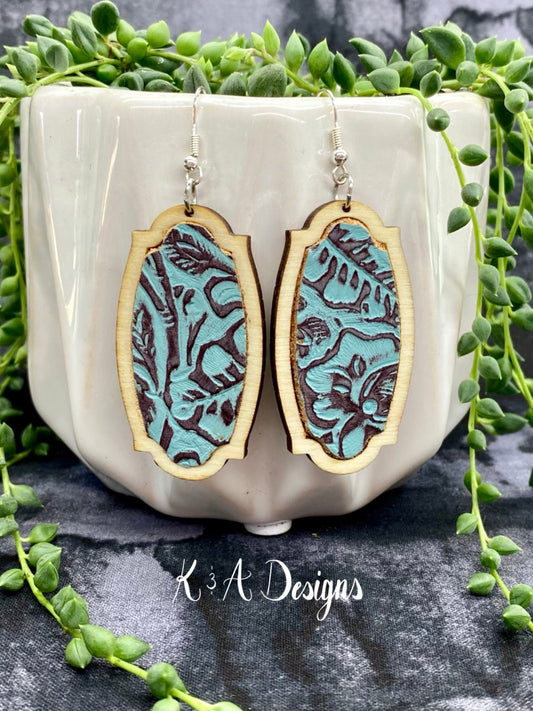 Leather Geometric Hanging Earrings