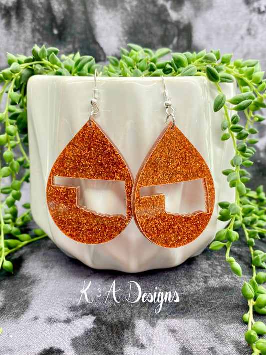 State Outline Teardrop Earrings