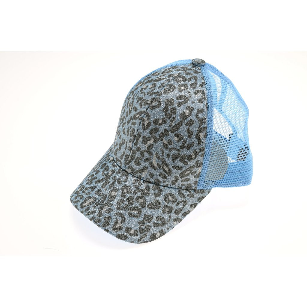 C.C Beanie Leopard Glitter High Ponytail