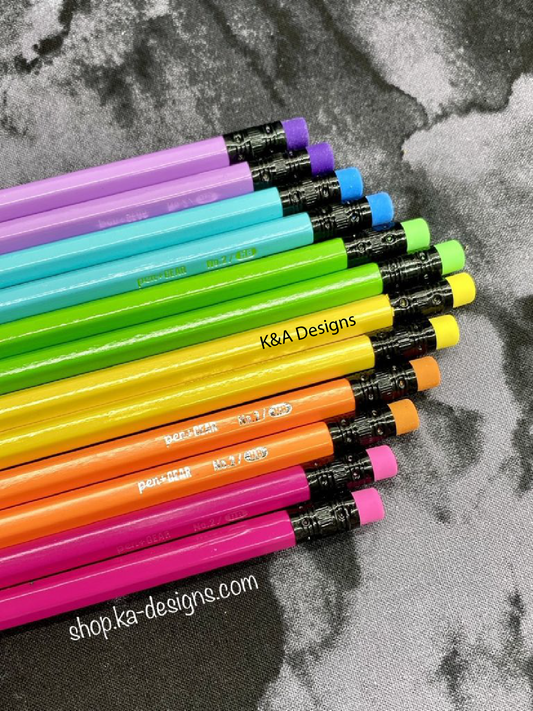 Engraved Neon Pencils - Presharpened