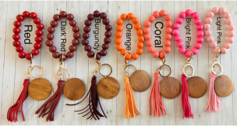 Solid Color Wooden Bead Wristlet