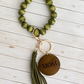 Solid Color Wooden Bead Wristlet