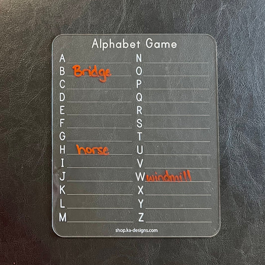 Alphabet Game Dry Erase Board