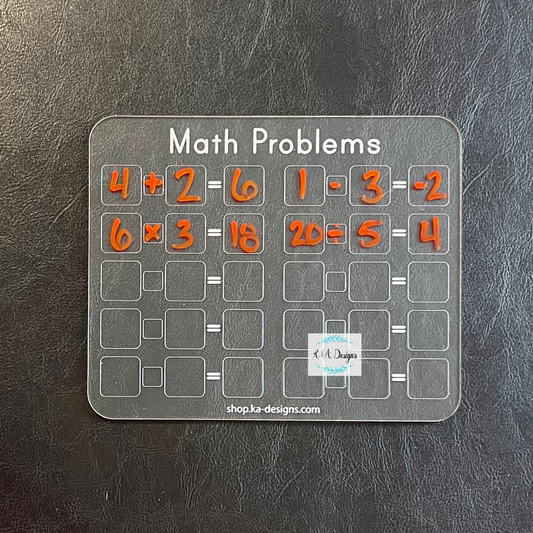 Math Problems Dry Erase Board