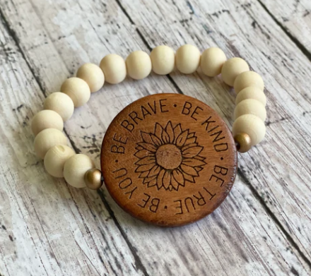 Wood Bead & Wood Disc Bracelet