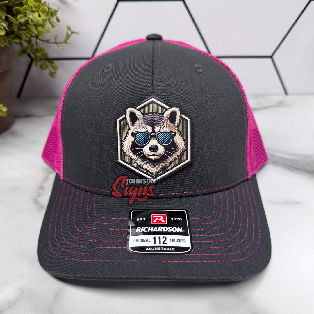 Raccoon Hexagon Patch Hat