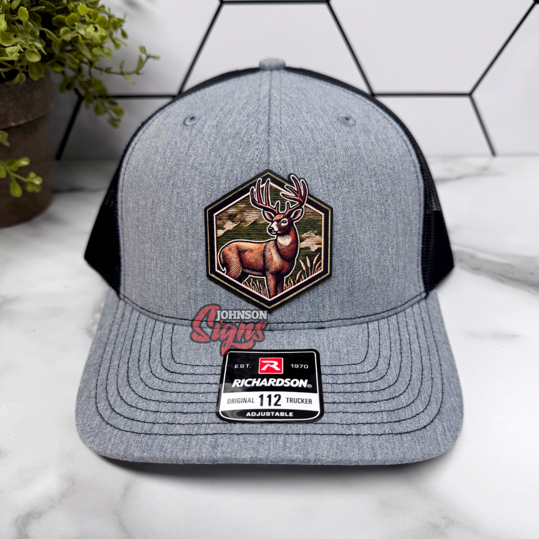 Whitetail Buck Hexagon Patch Hat