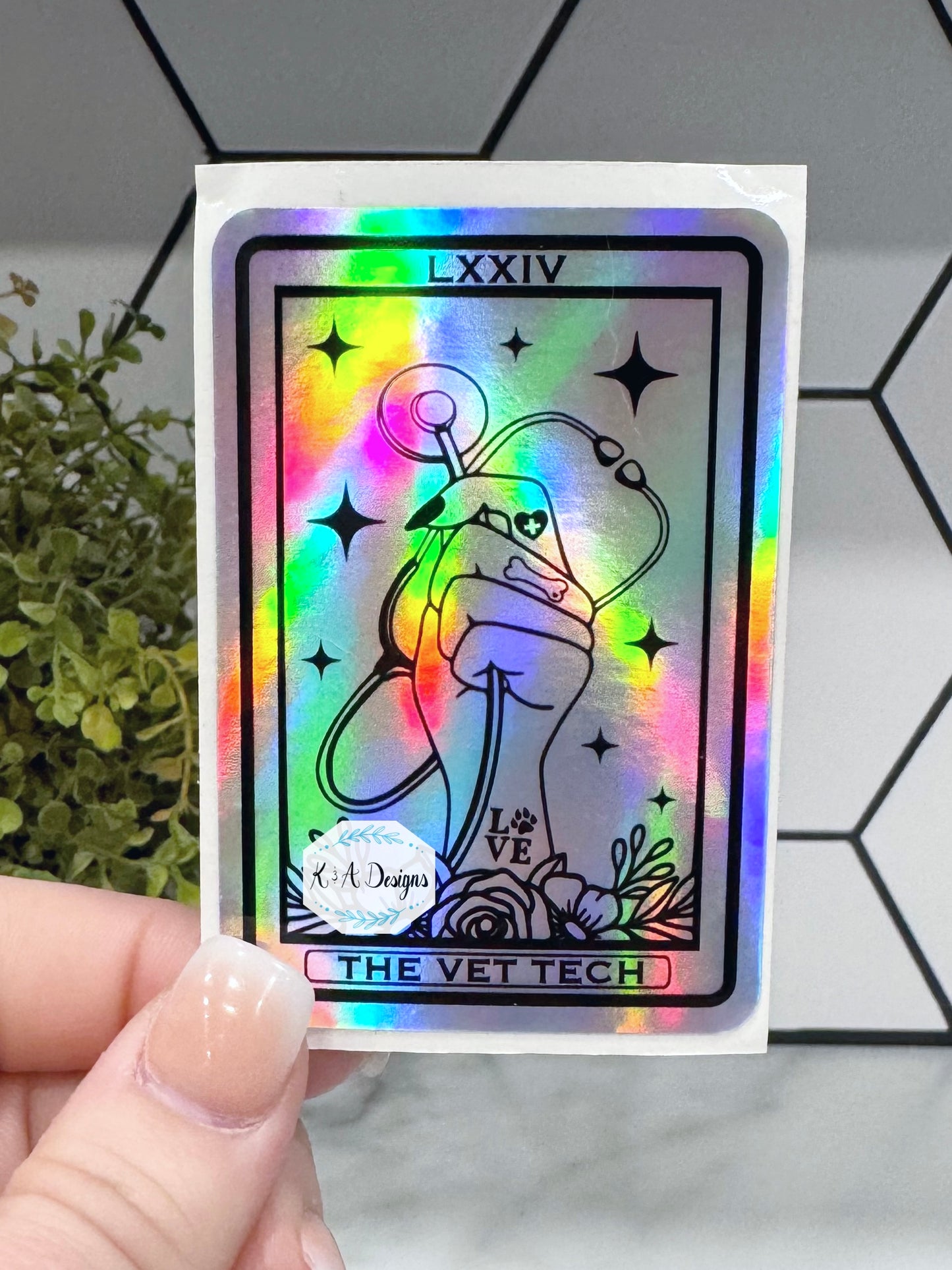 The Vet Tech Holographic Tarot Sticker