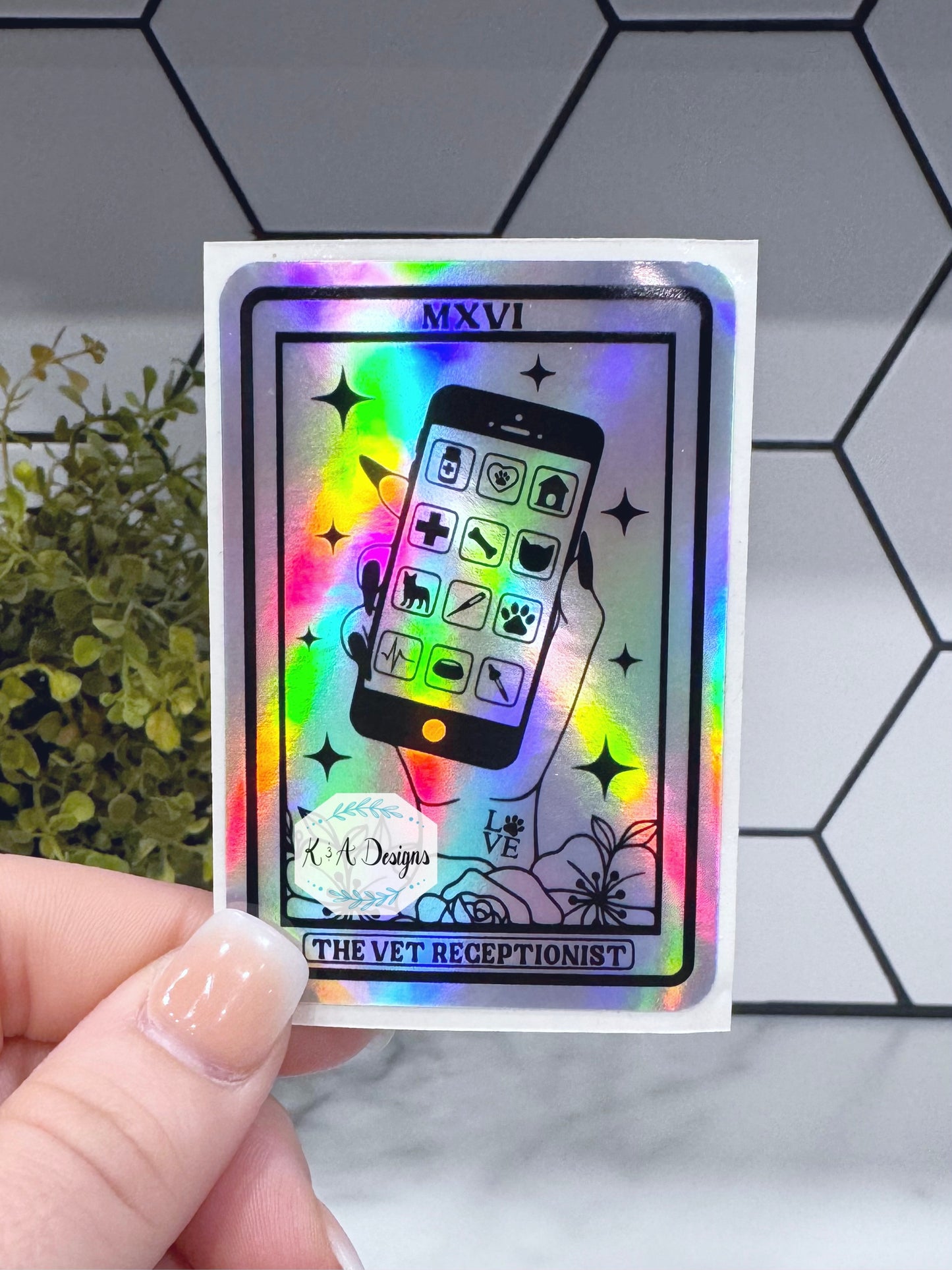 The Vet Receptionist Holographic Tarot Sticker