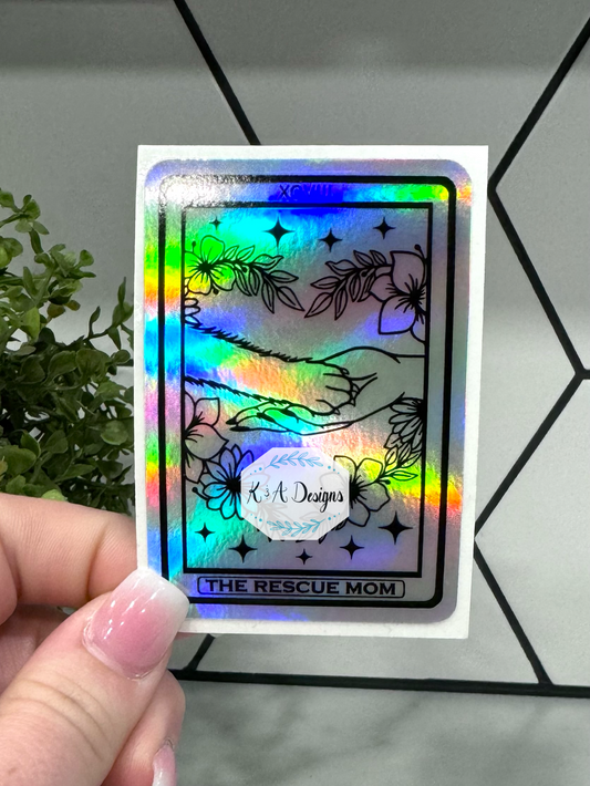 The Rescue Mom Holographic Tarot Sticker