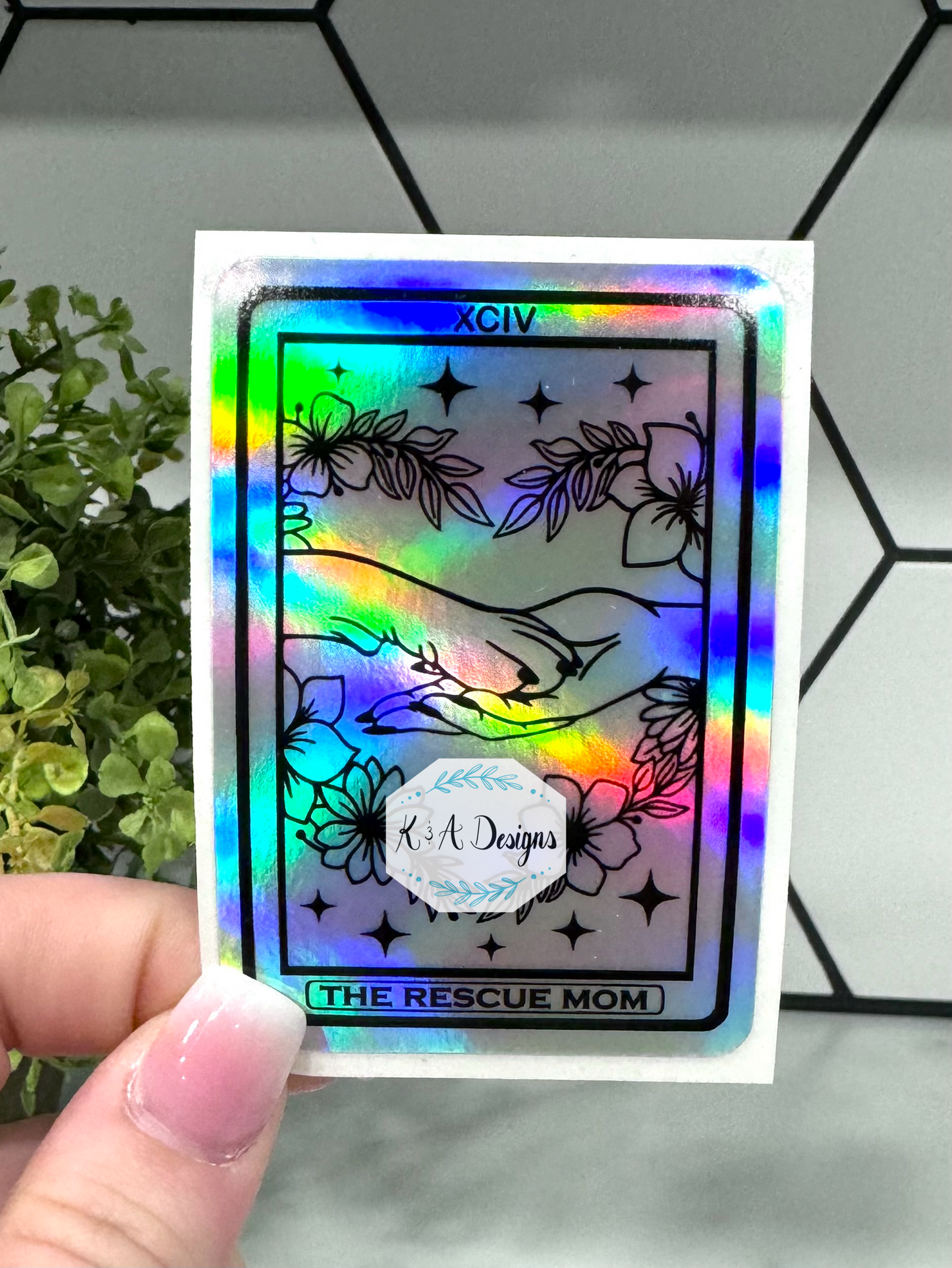 The Rescue Mom Holographic Tarot Sticker