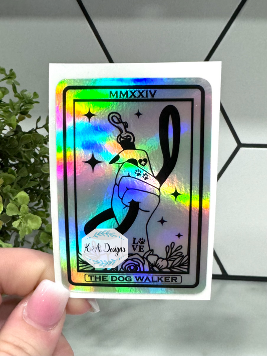 The Dog Walker Holographic Tarot Sticker