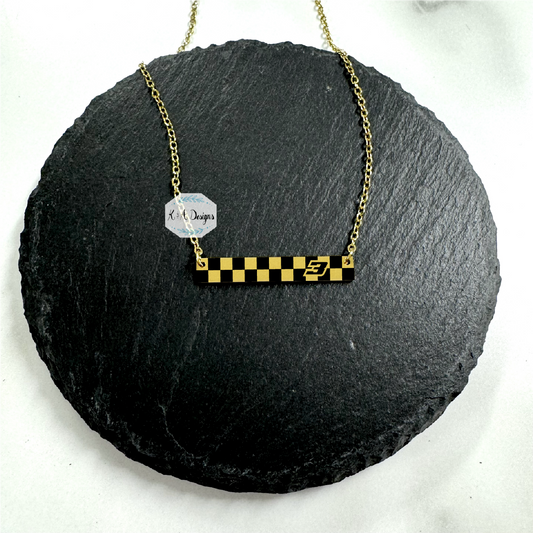 Checkered Racing Bar Necklace