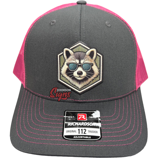 Raccoon Hexagon Patch Hat