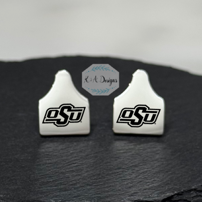 OSU® Cow Tag Necklace & Stud Earrings Bundle