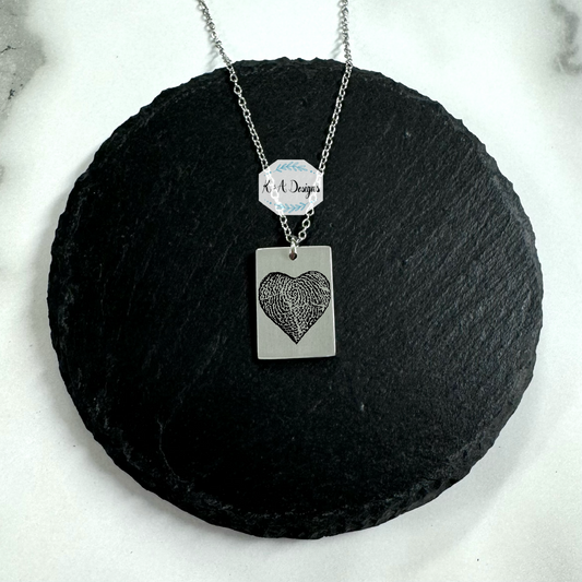 Custom Fingerprint Wide Rectangle Necklace