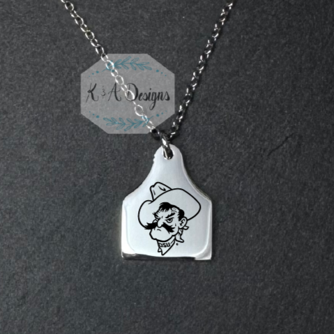 Pistol Pete's Mug Necklace - Cow Tag Pendant