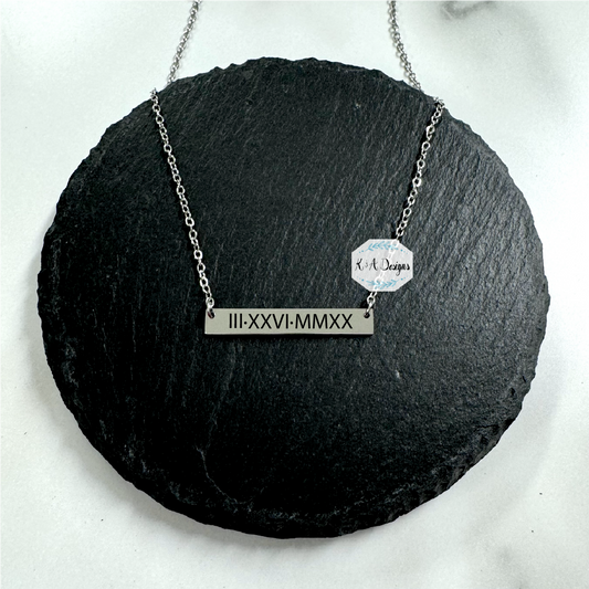 Roman Numeral Horizontal Bar Necklace