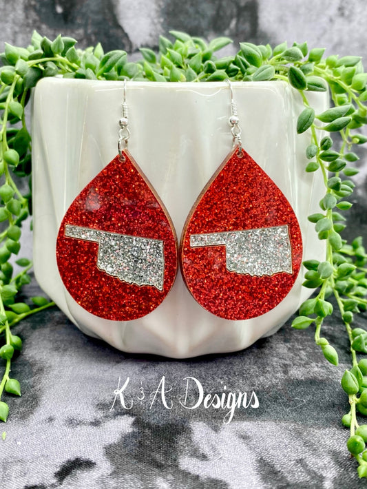 Dual Color State Teardrop Earrings