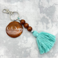 Wooden Bead and Tassel Keychain