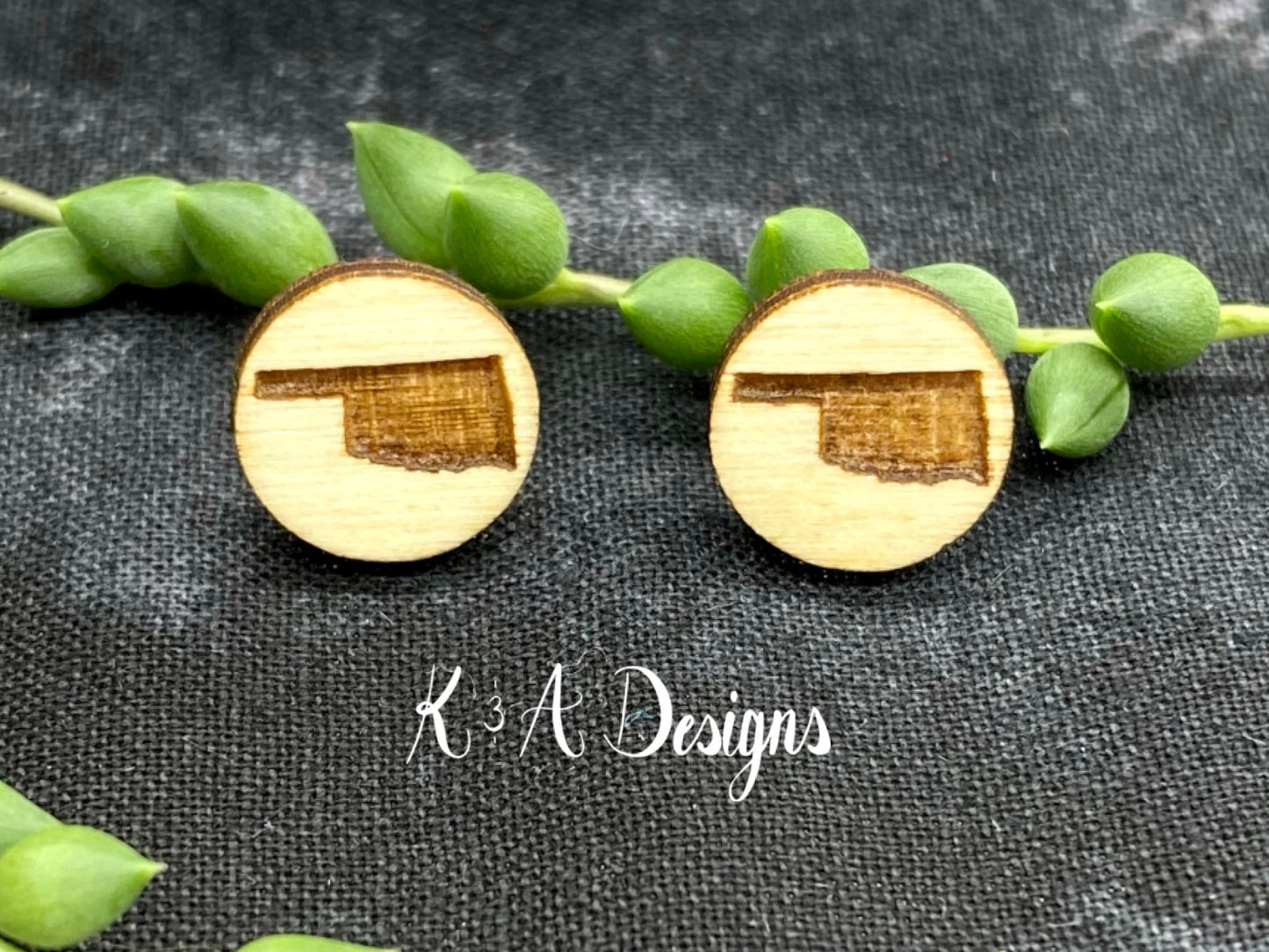 State Engraved Stud Earrings