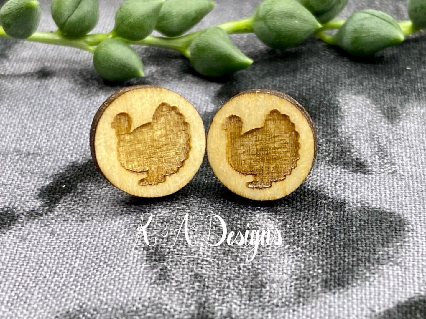 Turkey Silhouette Engraved Studs