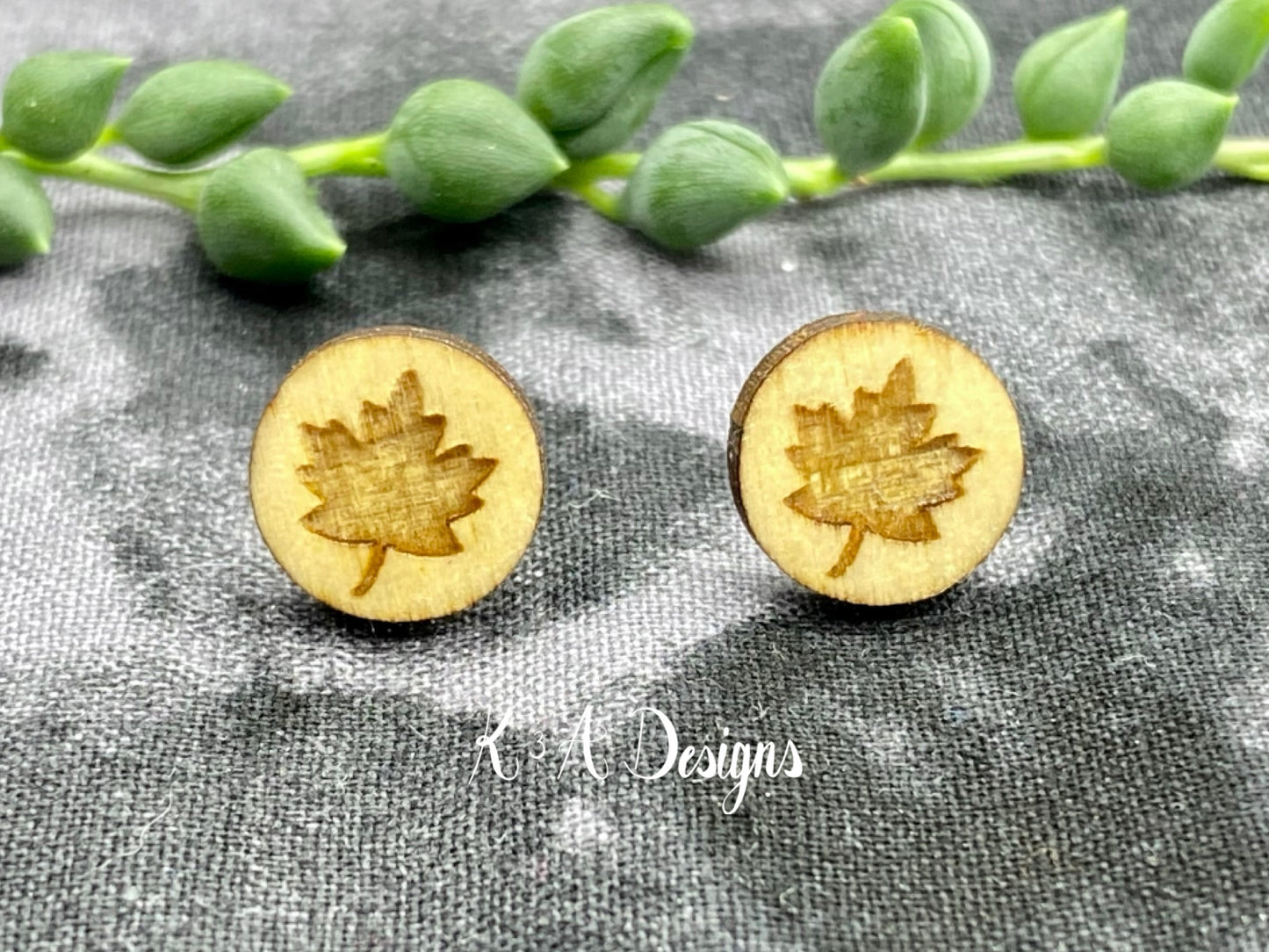 Fall Leaf Engraved Studs