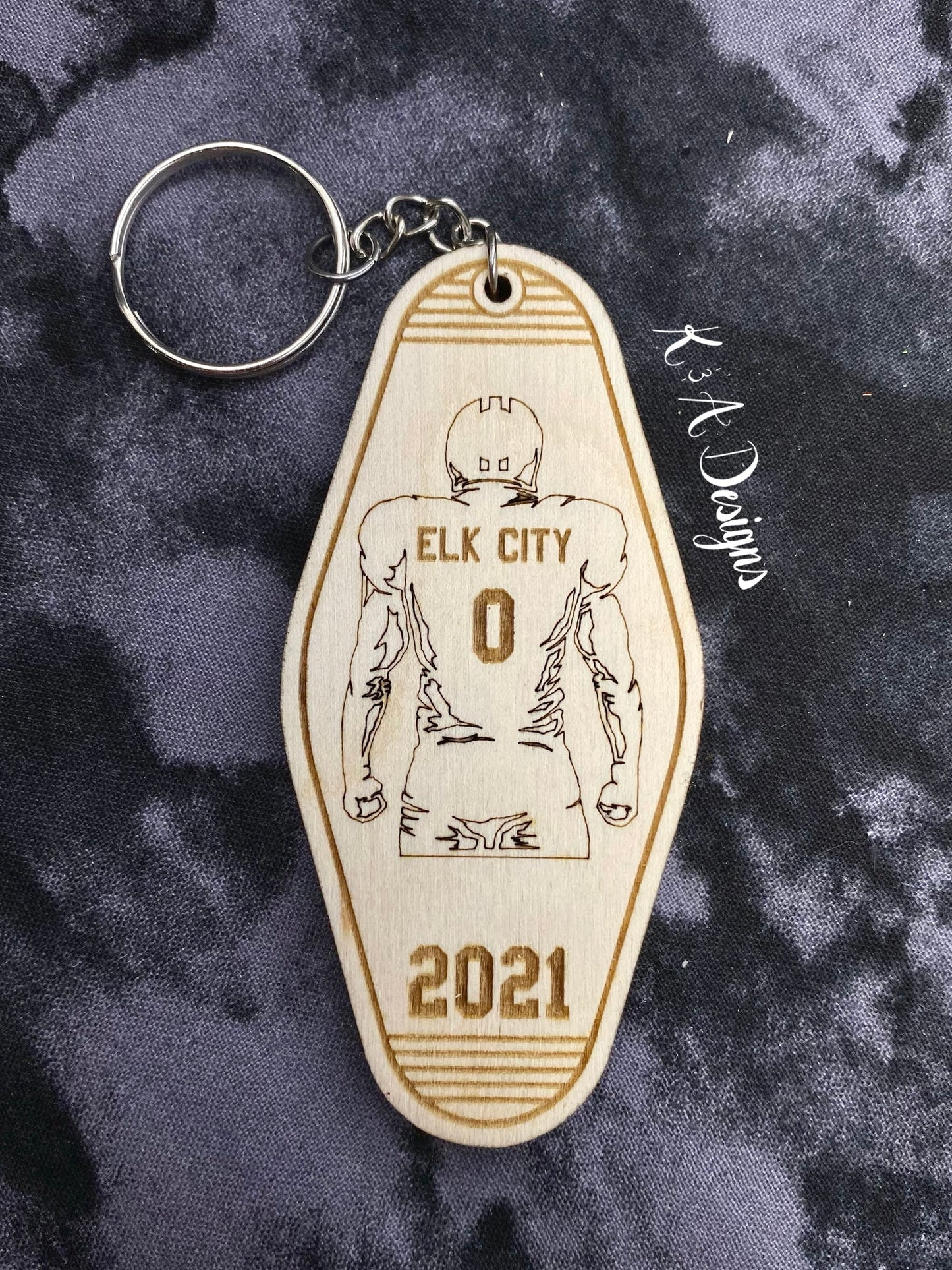 Athlete Silhouette Keychain Wood