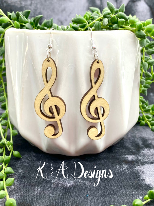 Treble Clef Hanging Earrings