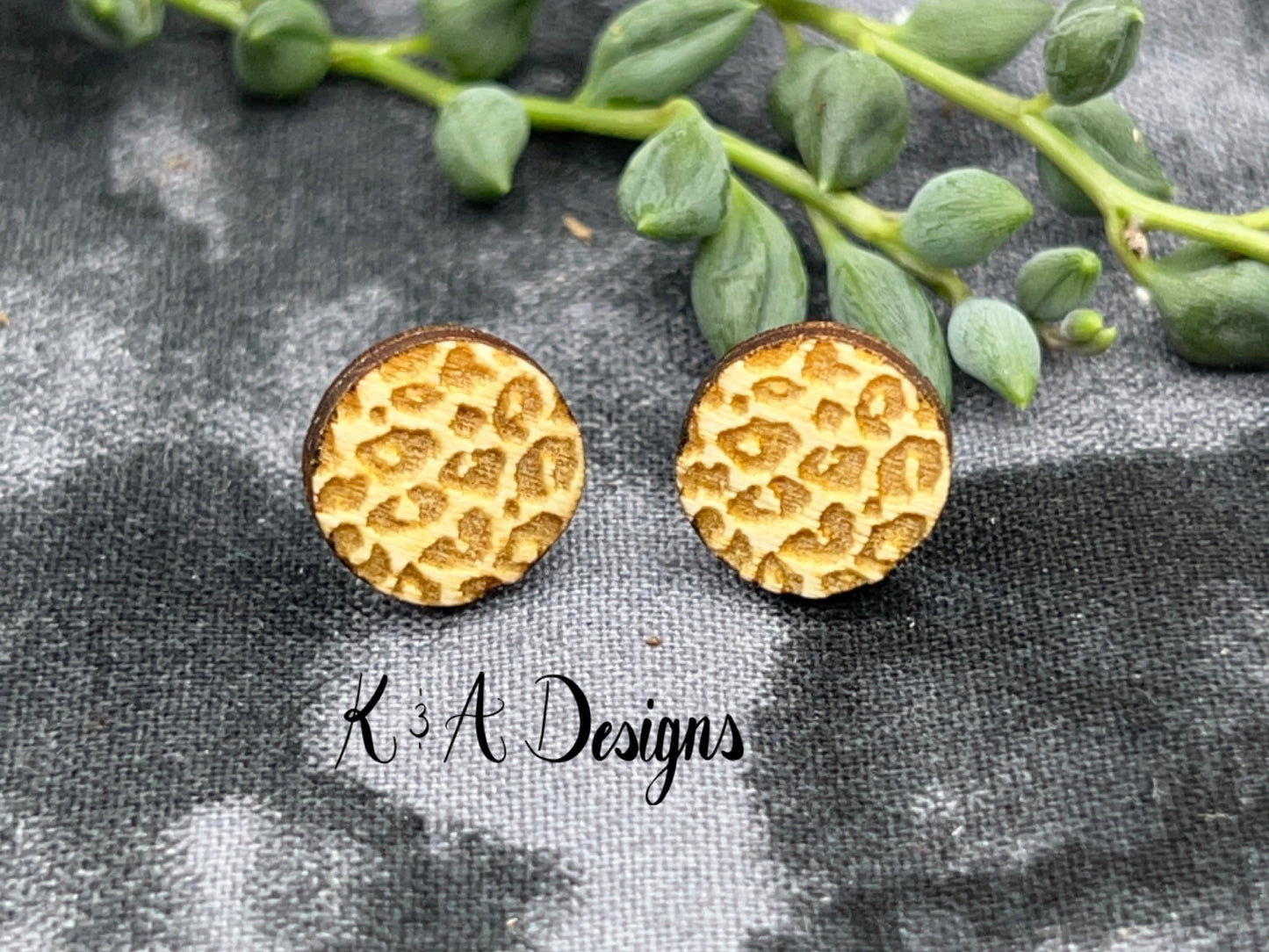 Engraved Leopard Studs