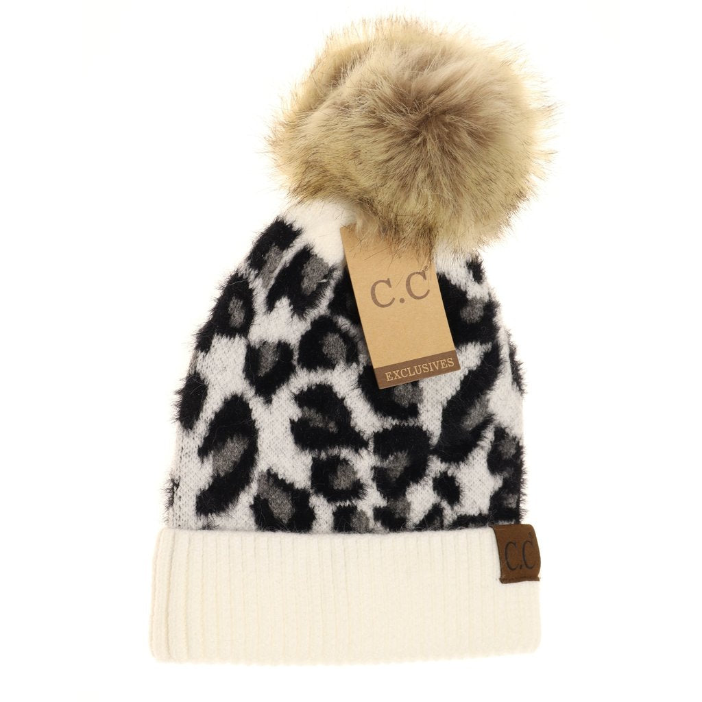 Leopard Pom Beanie