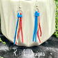 Red, White, and Blue Suede Fringe Earrings