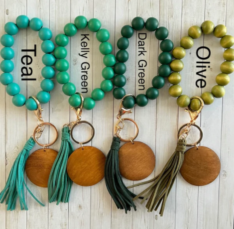 Solid Color Wooden Bead Wristlet