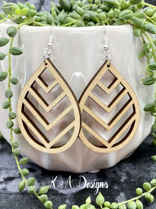 Chevron Teardrop Hanging Earrings