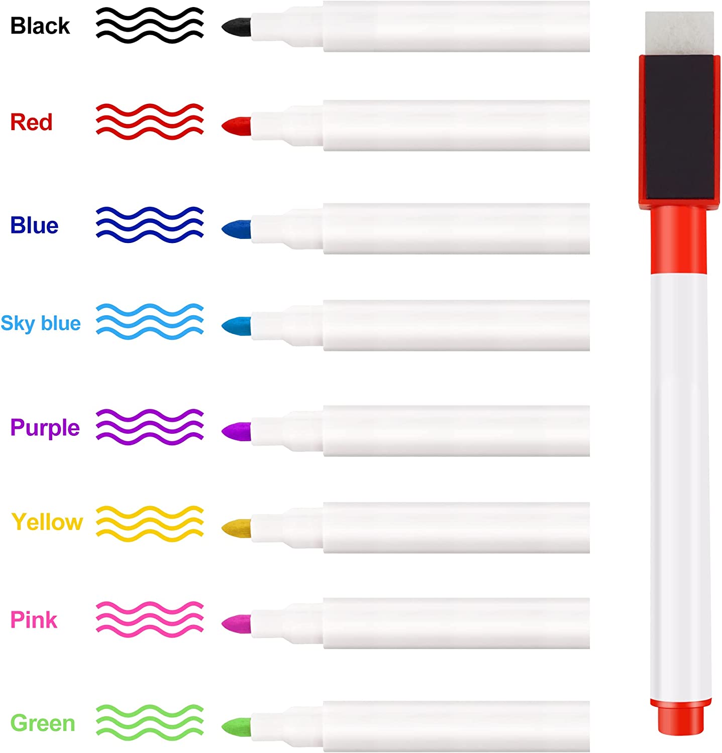 Dry Erase Markers with Erasers