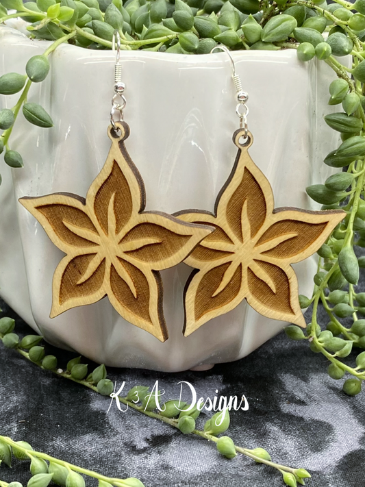 Flower Engraved Hanging Earrings