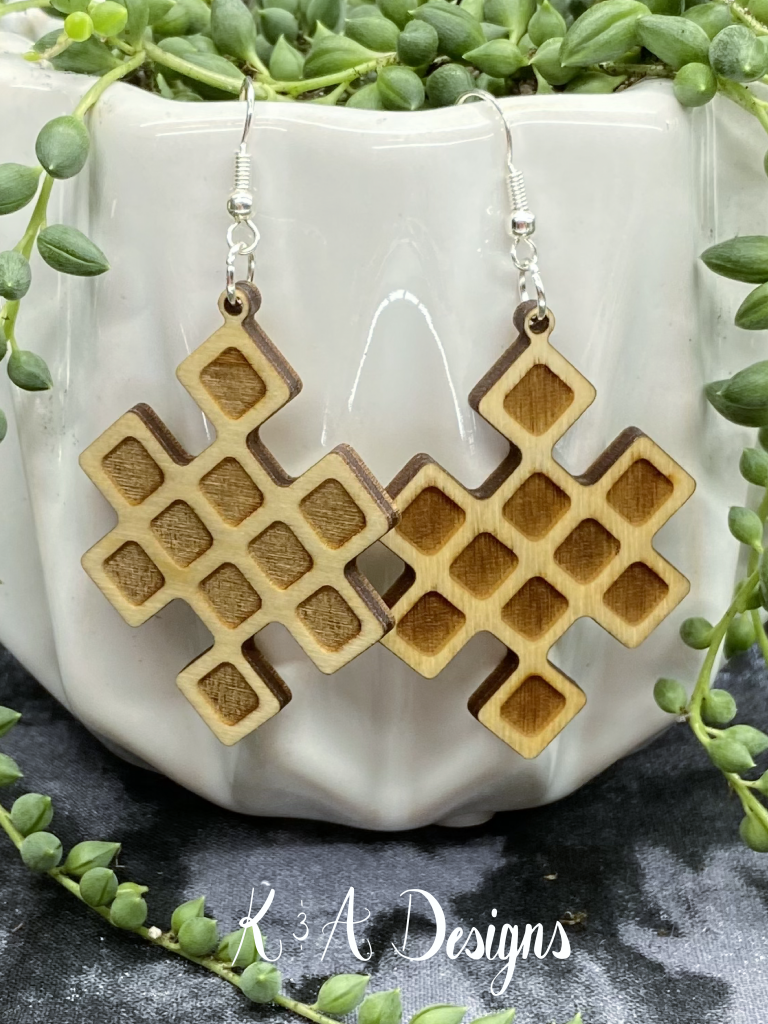 Geometric Engraved Hanging Earrings