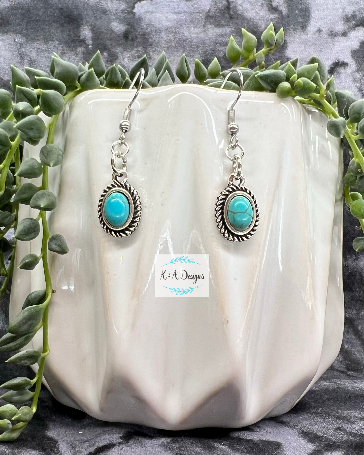 Turquoise Oval Concho Earrings