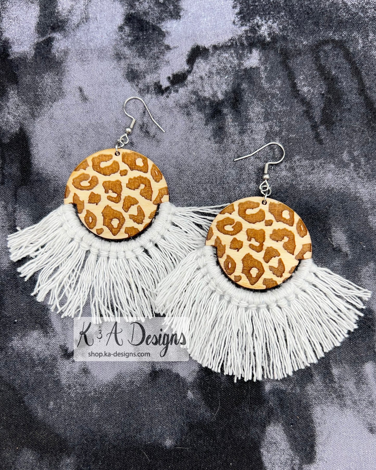 Leopard Macrame Earrings