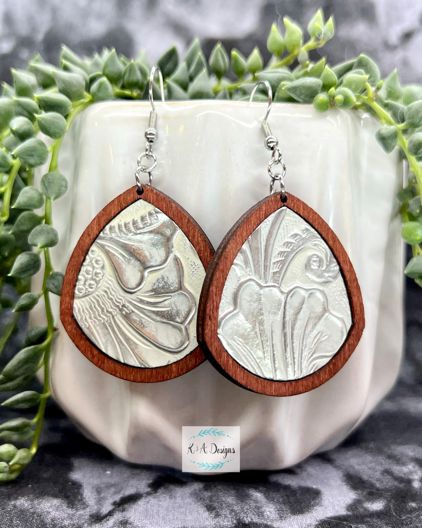 Leather Geometric Hanging Earrings