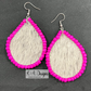 Beaded Leather Teardrop Earrings