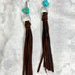 Bead and Leather Tassel Earrings