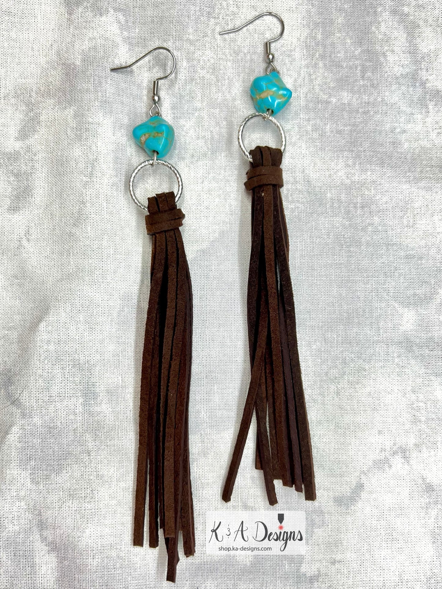 Bead and Leather Tassel Earrings